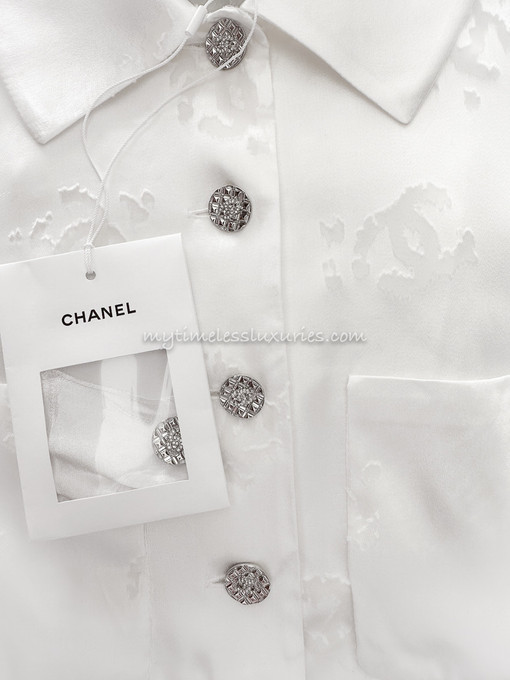 CHANEL 22A Metiers d'Art CC Blouse 34 Ecru *New - Timeless Luxuries