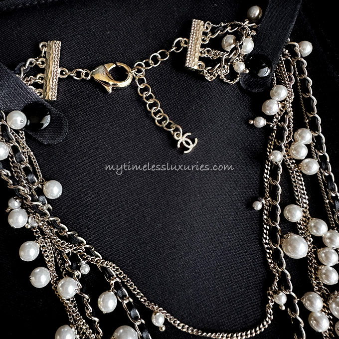 CHANEL Multistrand Necklace w Leather, Pearls & Crystals - Timeless Luxuries