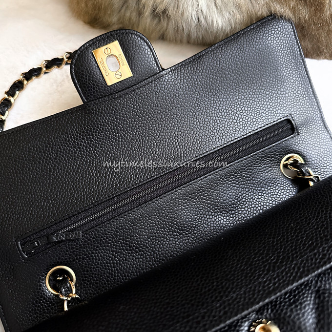 CHANEL Black Caviar Medium Classic Flap 24K GHW - Timeless Luxuries