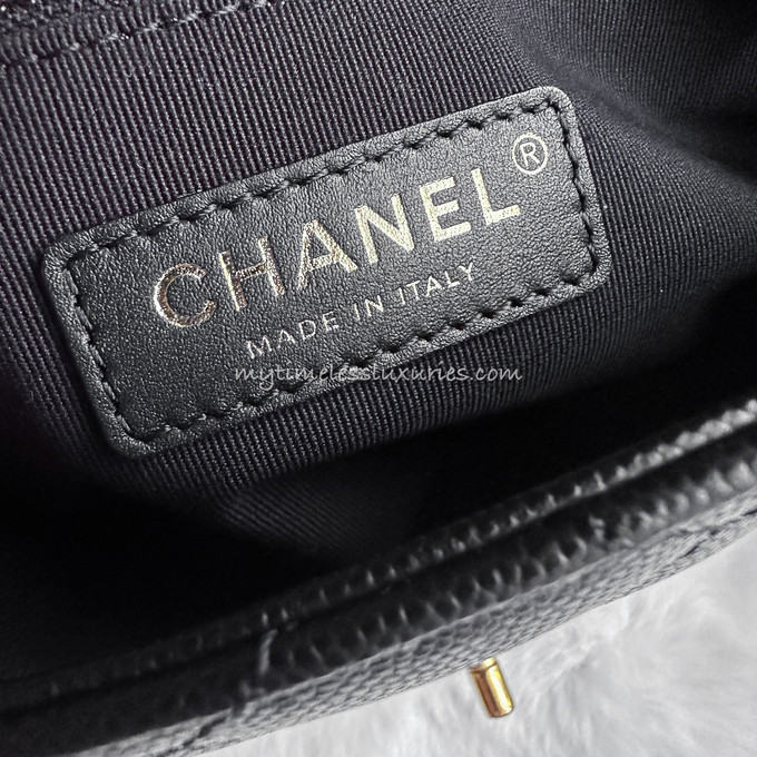 Chanel 23C Black Caviar Flap CC Chain Bag W/Box and Dust Bag