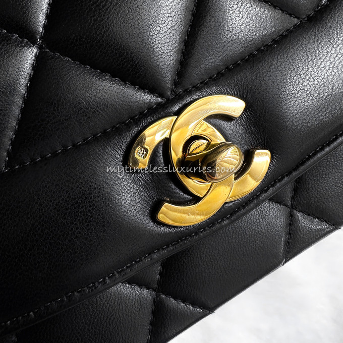 CHANEL Black Lambskin Medium Diana Flap Bag GHW #239xxxx