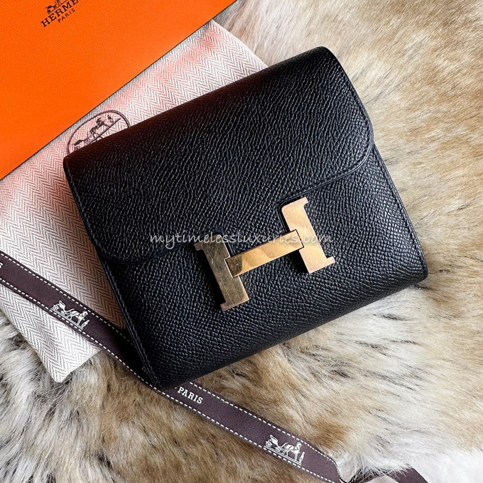 Hermes Epsom Leather Constance Compact Wallet Gold Hardware X