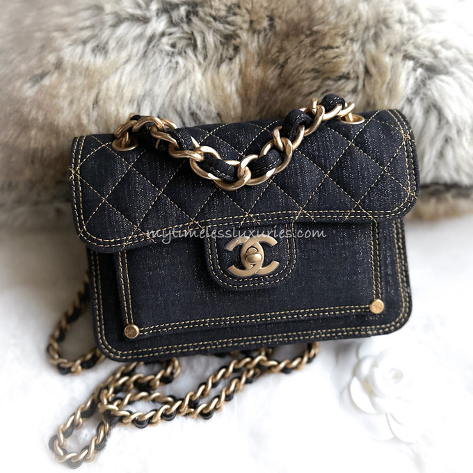 CHANEL 23S Denim Mini Flap Bag GHW *New - Timeless Luxuries