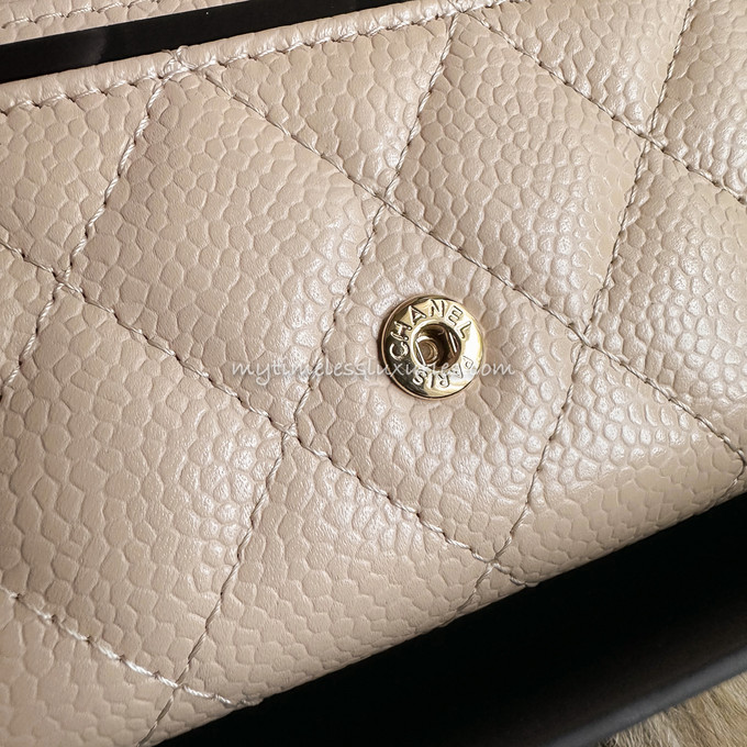 CHANEL Small Classic Flap Beige Clair Caviar GHW