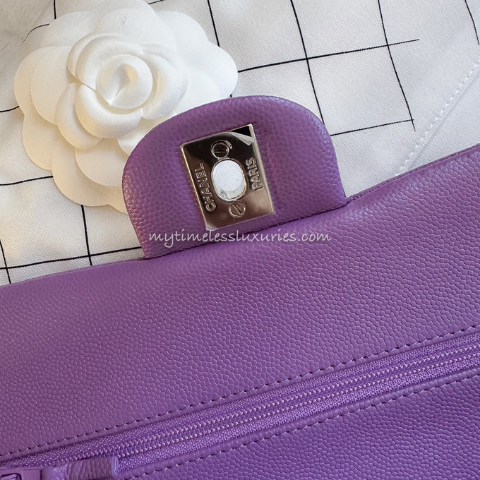 CHANEL 22S Purple Caviar Small Classic Flap LGHW *New - Timeless Luxuries