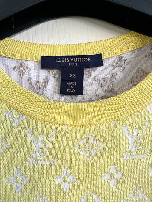 Louis Vuitton Pastel Monogram Knit Top Pale Yellow. Size Xs