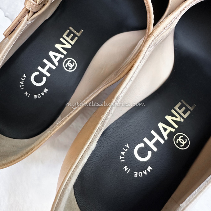 CHANEL 22A Runway Pearl Embellished Shoes 35.5 Beige/ Black *New - Timeless  Luxuries