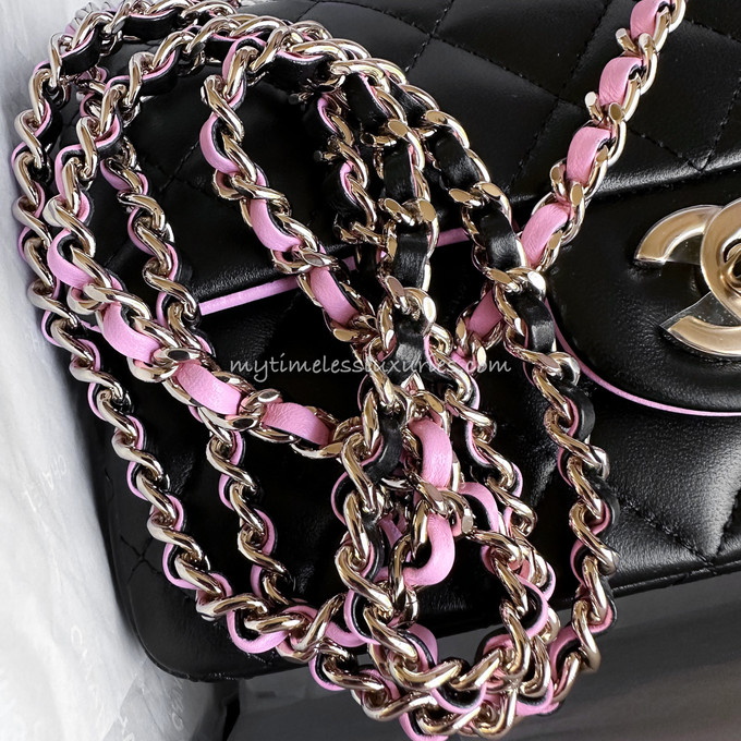 CHANEL 23P Black/ Lilac Pink Mini Top Handle LGHW *New - Timeless Luxuries