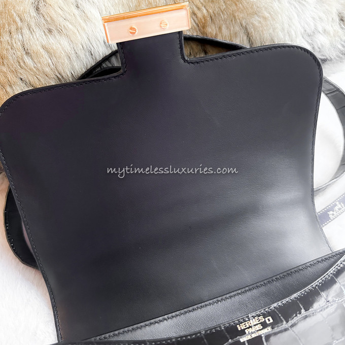 HERMES Constance 24 Shiny Alligator Noir GHW - Timeless Luxuries