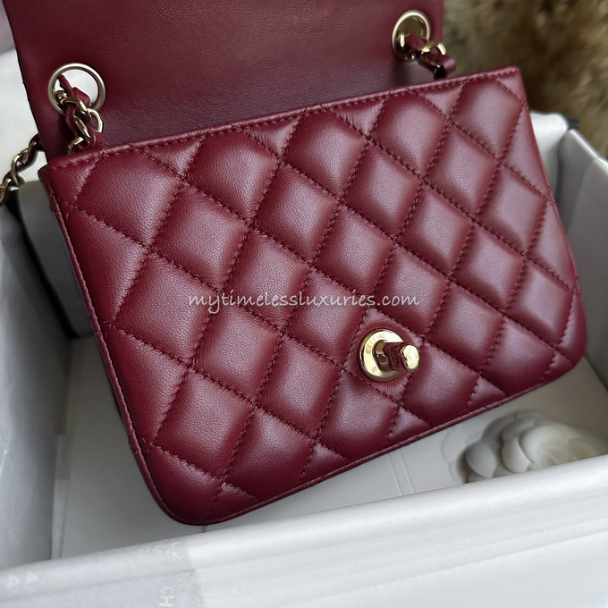 CHANEL 23S Burgundy Mini Square LGHW *New - Timeless Luxuries