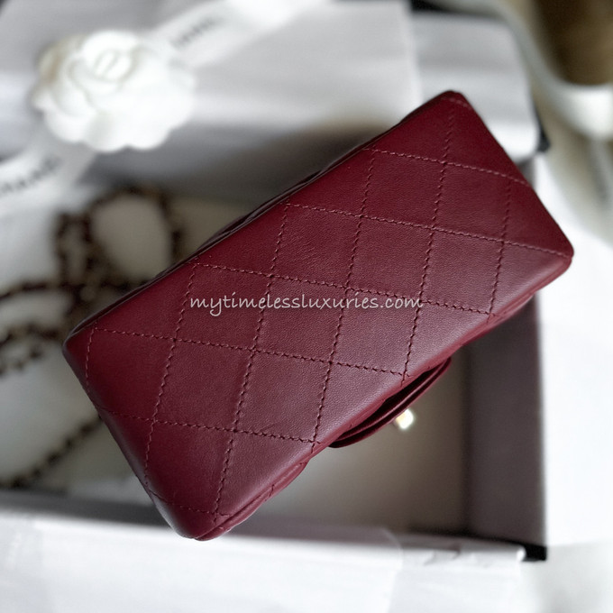 CHANEL 23S Burgundy Mini Square LGHW *New - Timeless Luxuries