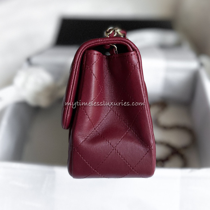 CHANEL 23S Burgundy Mini Square LGHW *New - Timeless Luxuries