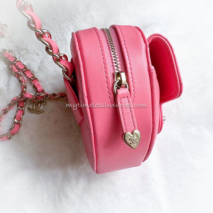 CHANEL 22S 'CC in Love' Pink Heart Belt Bag *New