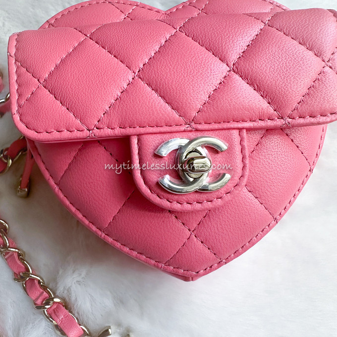 CHANEL 22S 'CC in Love' Pink Heart Belt Bag *New