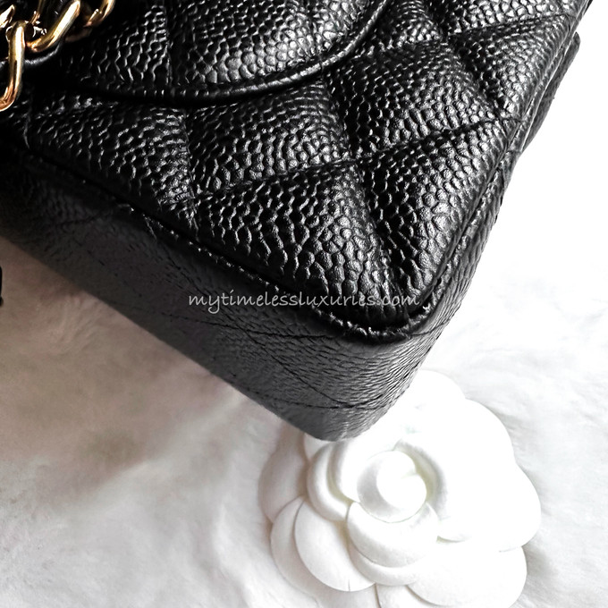 Small Flap Bag in Black Caviar with GHW