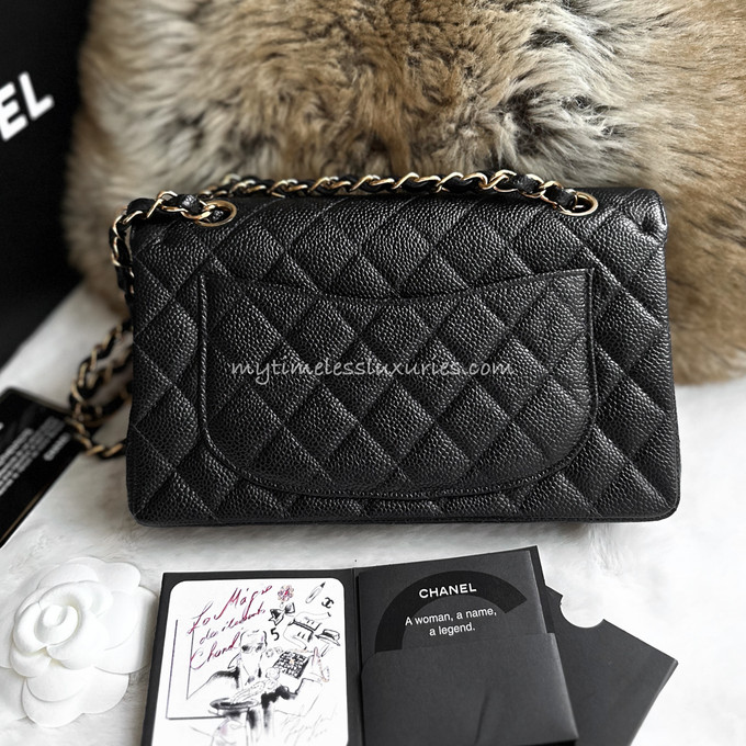 CHANEL Black Caviar Medium Classic Flap 24K GHW - Timeless Luxuries