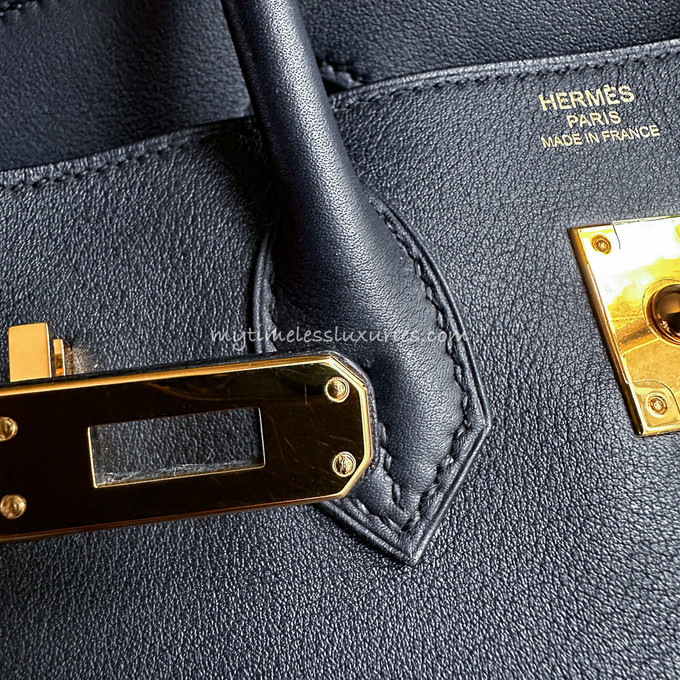 Hermès Birkin 25 Bleu Indigo Swift Gold Hardware GHW