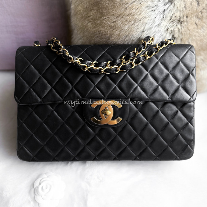 CHANEL Black Vintage Maxi/ XL Jumbo Classic Flap Gold Hw - Timeless Luxuries