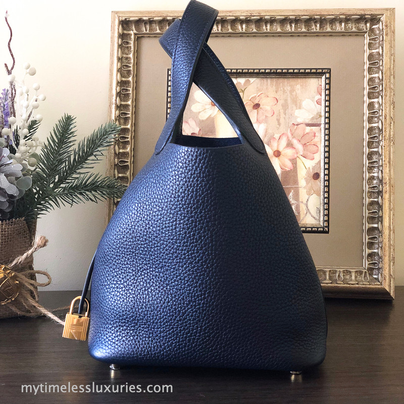 Hermes Picotin Lock 18 Bleu Nuit Taurillon Clemence Gold Hardware Timeless Luxuries