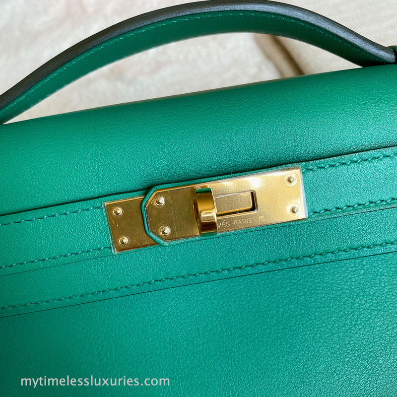 HERMES Kelly Cut Pochette Vert Vertigo Swift GHW A/ 2017 *New ...