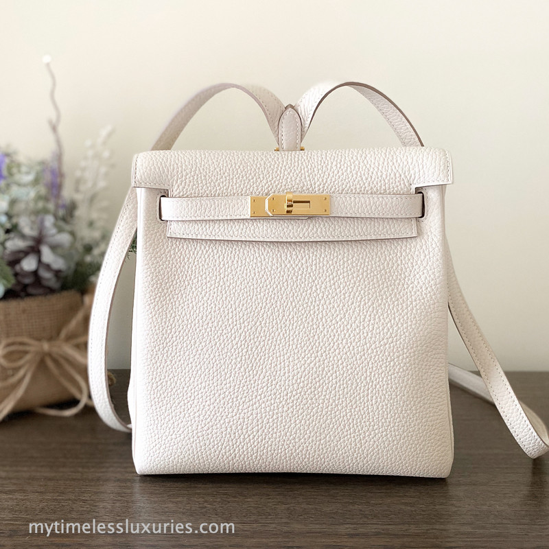 Hermes Kelly Ado Ii Backpack Craie Clemence Gold Hw Timeless Luxuries