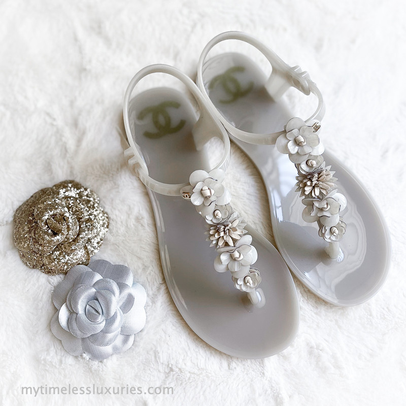 chanel camellia jelly sandals