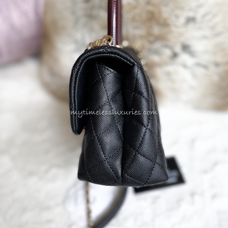 Chanel Small Mini Coco Handle Black Burgundy New Timeless Luxuries Chanel Small Mini Coco Handle Black Burgundy New Timeless Luxuries