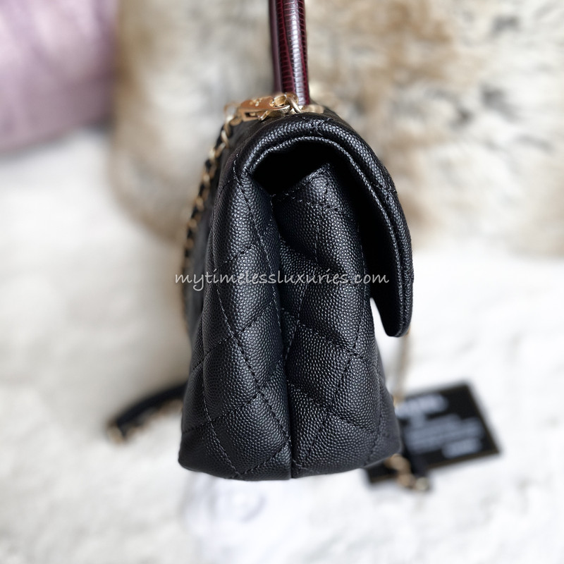 Chanel Small Mini Coco Handle Black Burgundy New Timeless Luxuries Chanel Small Mini Coco Handle Black Burgundy New Timeless Luxuries