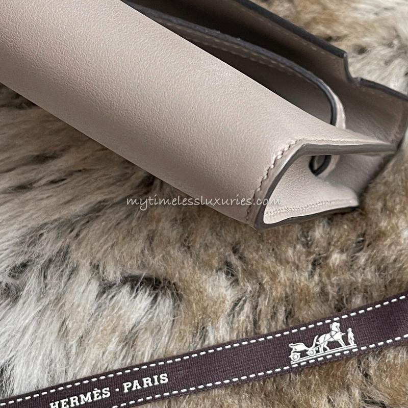 Hermes Kelly Cut Bag Gris Asphalte Gray Clutch Swift Gold Hardware
