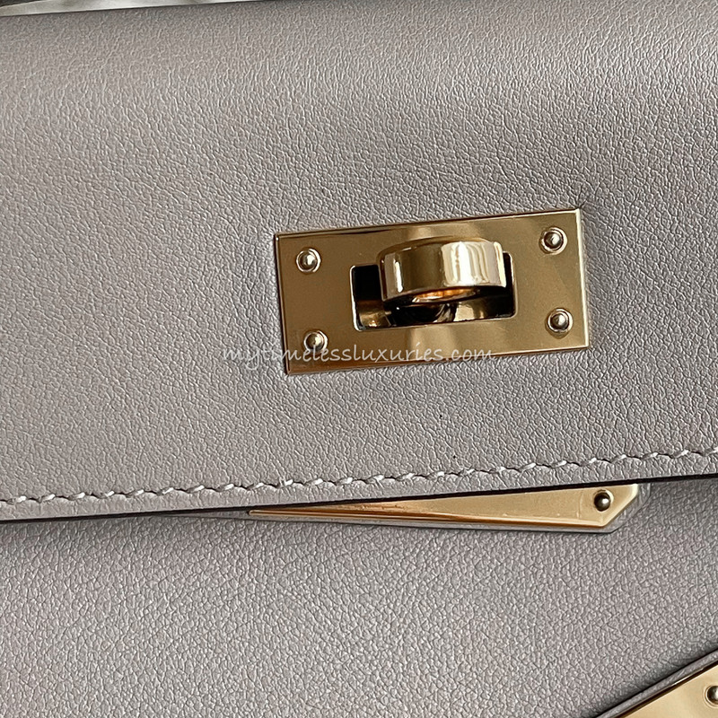 Hermes Kelly Pochette Gris Asphalte Swift Gold Hardware