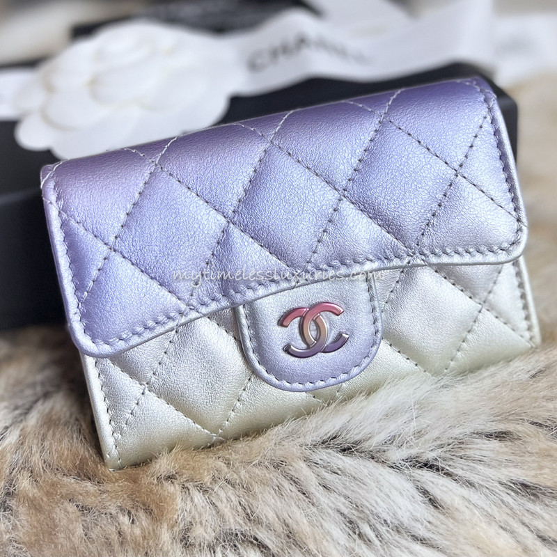chanel classic card holder purple