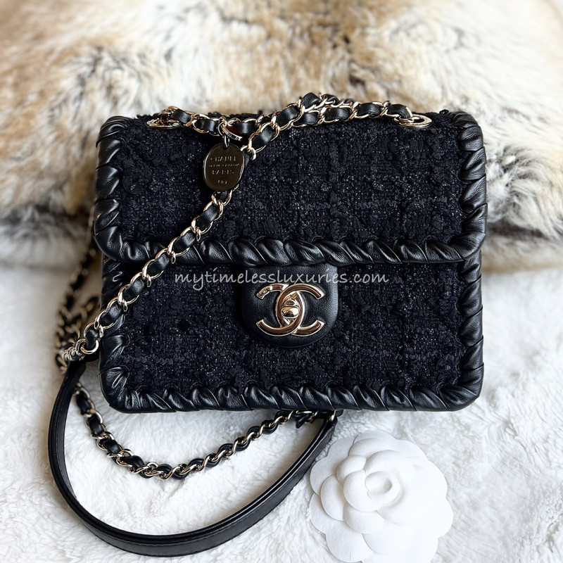 Chanel 22C Tweed & Braided Calfskin Mini Flap Bag - Timeless Luxuries