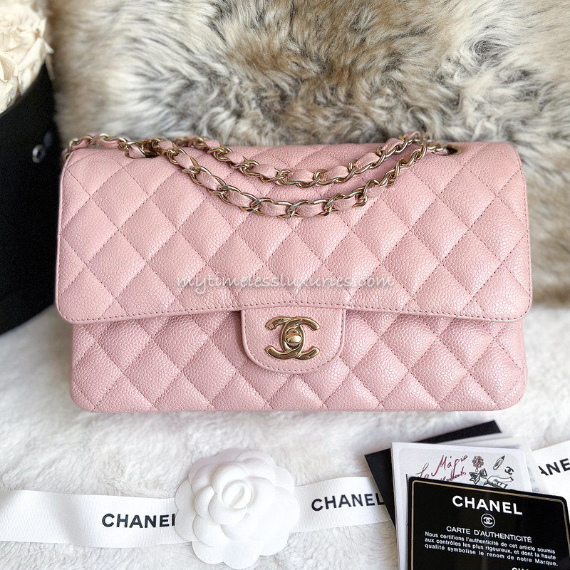 Chanel Pink Quilted Patent Leather Classic Medium Double Flap Bag  Yoogis  Closet