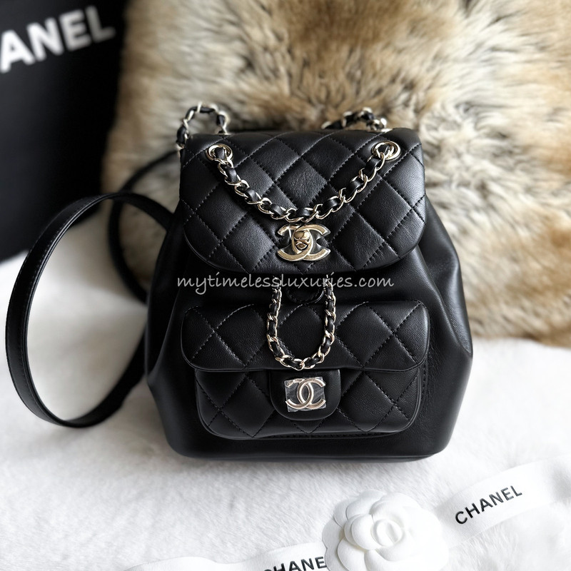 CHANEL 22A Duma Backpack Black Lambskin LGHW *New Timeless Luxuries