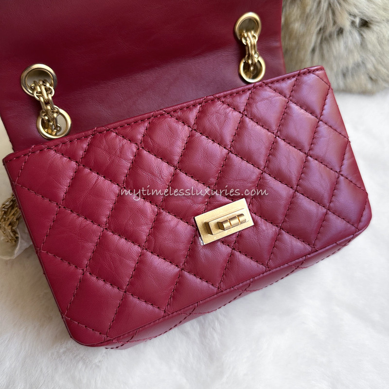 19K Dk Pink (Red) Aged Calf Mini 2.55 Reissue *New - Luxuries