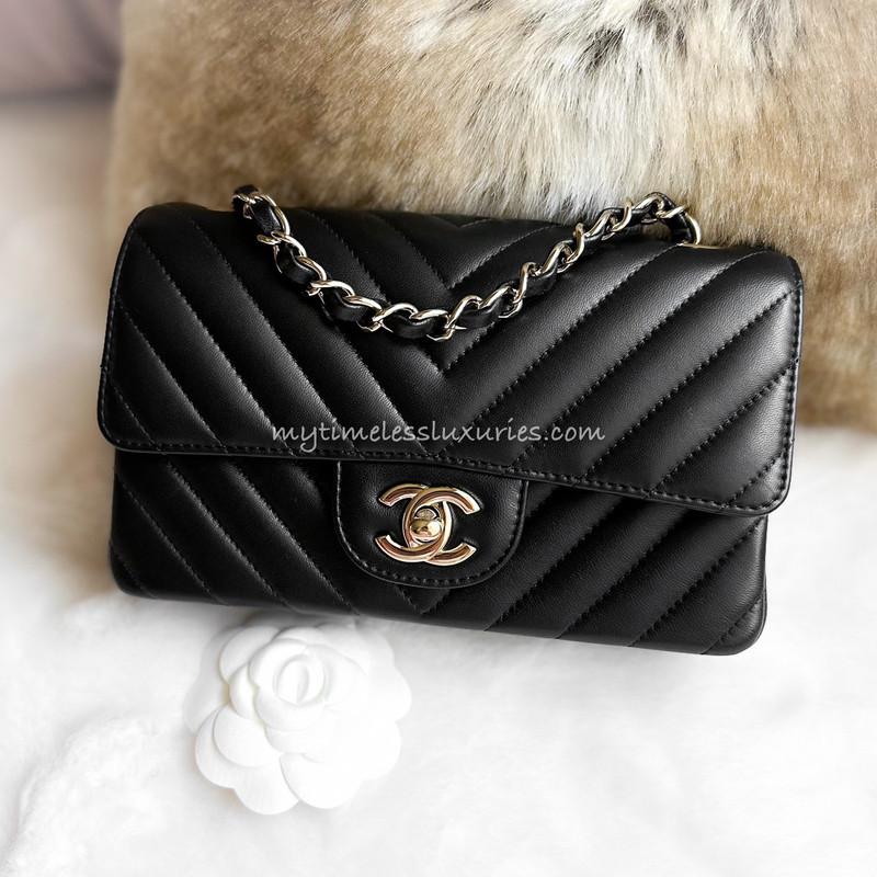 Chanel Chevron Quilted Rectangular Mini Flap Bag In Black Lambskin With  Shiny Silver Hardware SOLD  xn90absbknhbvgexnp1ai443