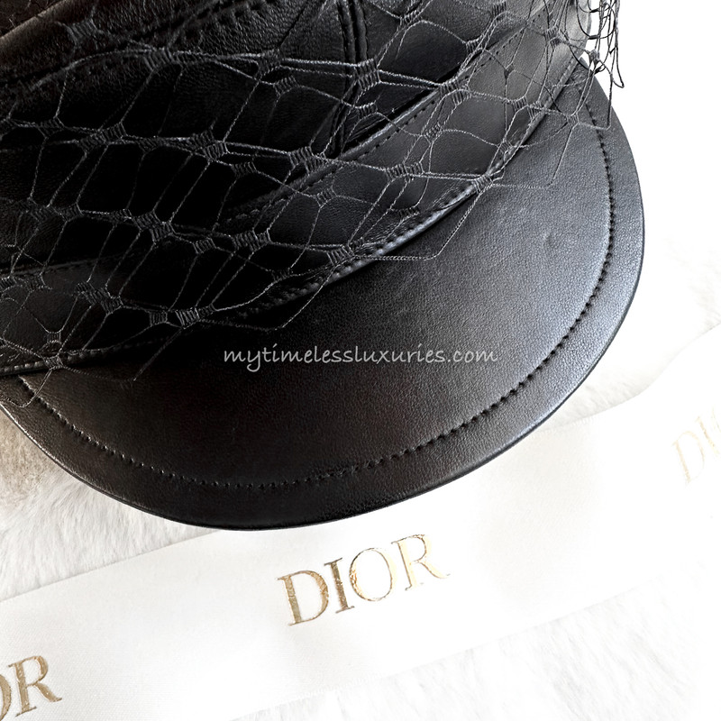 Dior leather hat with veil Clearance