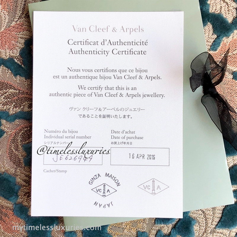 van cleef and arpels certificate of authenticity