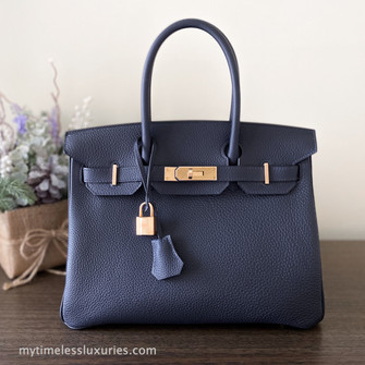 Hermes Birkin 30 Bleu Nuit Togo Gold Hardware in 2023