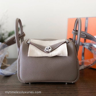 Hermes Mini Lindy clemence etain 