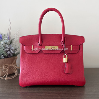 HERMES Birkin 30 Rouge Casaque Clemence GHW - Timeless Luxuries