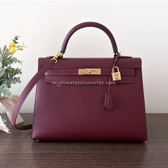 Hermès Vintage Rouge H Box Calf Sellier Kelly 32 GHW, myGemma, CH