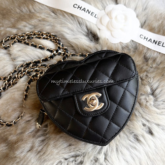 ◆送料込【CHANEL】シャネル Heart Clutch Chain Mini 22S 黒 CHANEL_22S_Small_Heart_Bag_Bla