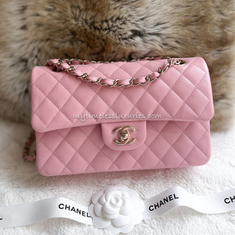 Chanel Medium Classic Flap Iridescent Light Pink Lambskin Leather Like  new condition  Julia Rose Boston  Shop