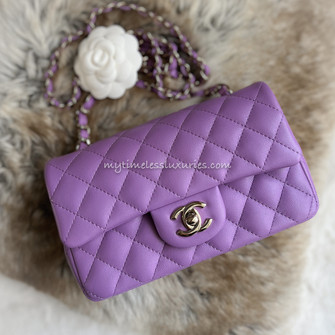 purple chanel classic flap bag