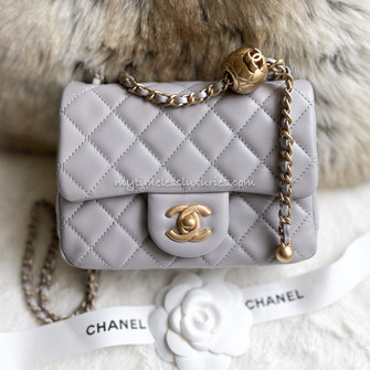 CHANEL 22C Beige Pearl Crush Square Mini GHW *New