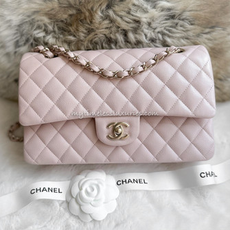 CHANEL 21C Rose Clair Caviar Classic Flap Lt Gold Hw *New - Timeless  Luxuries