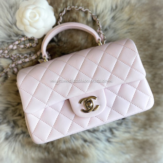 CHANEL 22P Lt Pink Mini Top Handle LGHW *New - Timeless