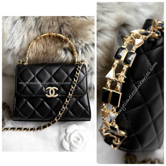 Authentic Chanel 22B Clutch with Handle Black