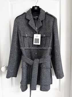 CHANEL 22K Runway Trench Tweed Jacket/ Coat 36 *New